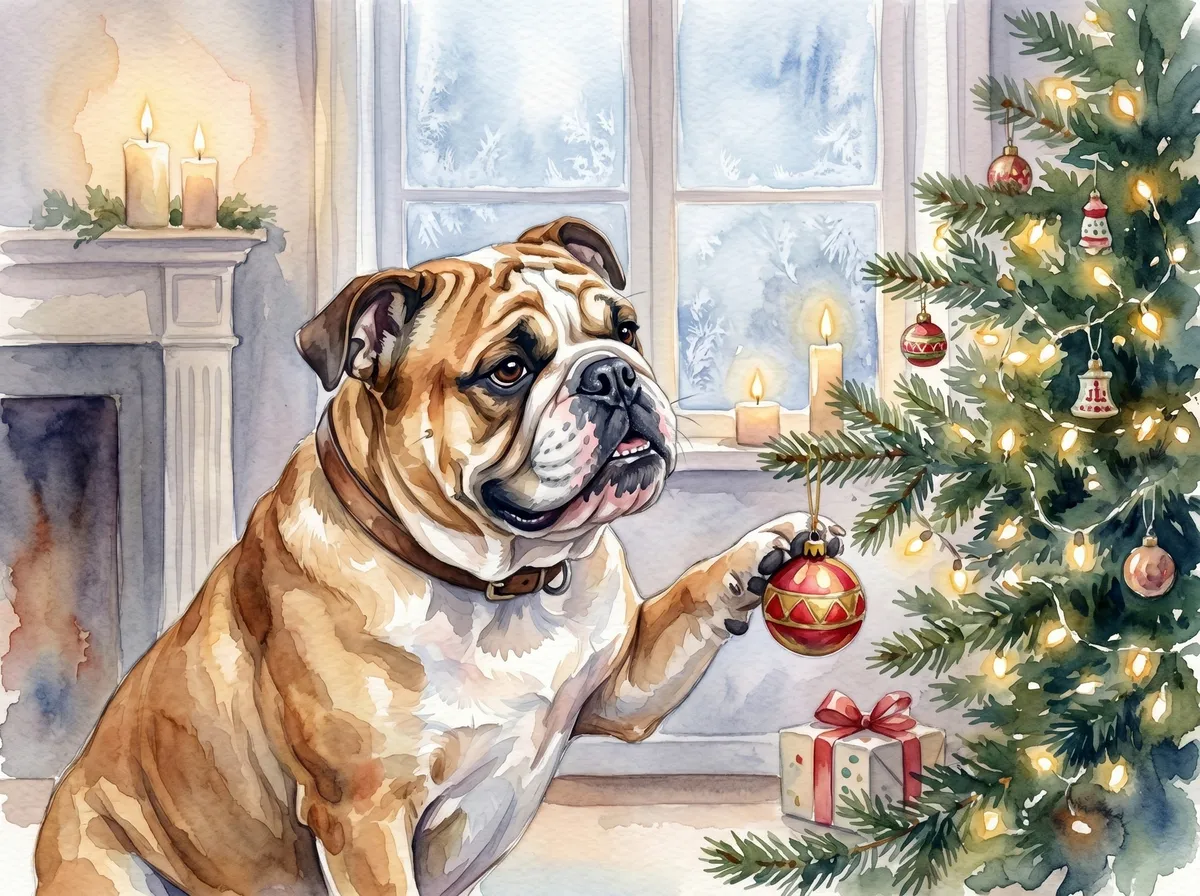 Bulldog watercolor calendar month 12